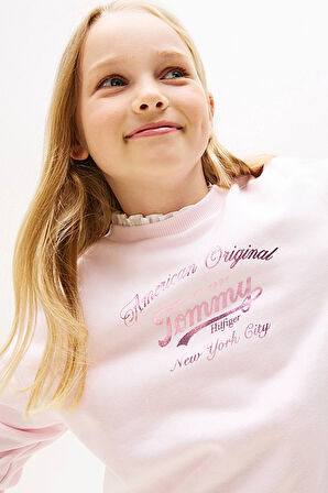 Kız Çocuk Yazı Baskılı Sweatshirt - Pembe | 6 Yaş
