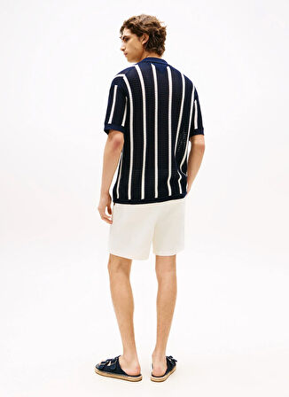 Tommy Hilfiger Bisiklet Yaka Normal Beyaz Erkek Kazak MW0MW412250FA_VERTICAL STRIPE OPEN