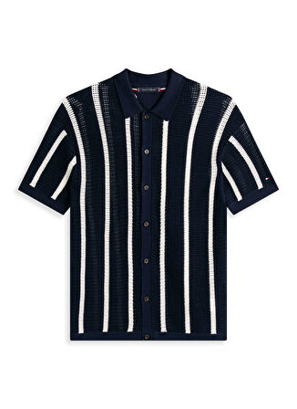 Tommy Hilfiger Bisiklet Yaka Normal Beyaz Erkek Kazak MW0MW412250FA_VERTICAL STRIPE OPEN