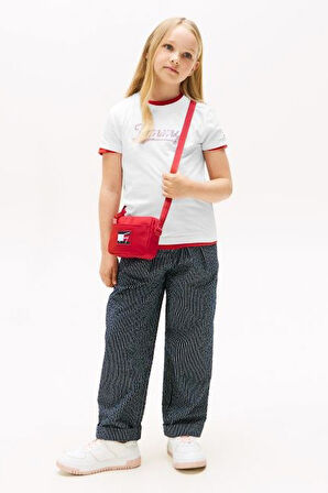 Kız Çocuk Payetli Yazı İşlemeli T-Shirt - Beyaz | 6 Yaş