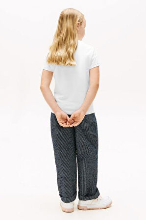 Kız Çocuk Payetli Yazı İşlemeli T-Shirt - Beyaz | 6 Yaş