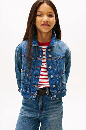 Kız Çocuk Sırtı Nakış İşlemeli Denim Ceket - Mavi | 12 Yaş