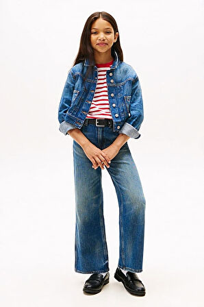 Kız Çocuk Sırtı Nakış İşlemeli Denim Ceket - Mavi | 12 Yaş