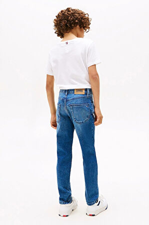 Erkek Çocuk Modern Düz Kesim Eskitme Görünümlü Jean Pantolon - Mavi | 10 Yaş