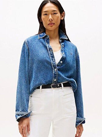 Tommy Hilfiger Lana Normal Kesim Denim Kadın Gömlek WW0WW472191A5
