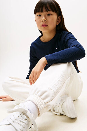 Kız Çocuk Kabartma Baskılı Eşofman Altı - Krem | 8 Yaş