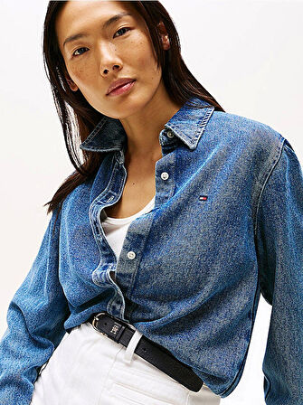 Tommy Hilfiger Lana Normal Kesim Denim Kadın Gömlek WW0WW472191A5