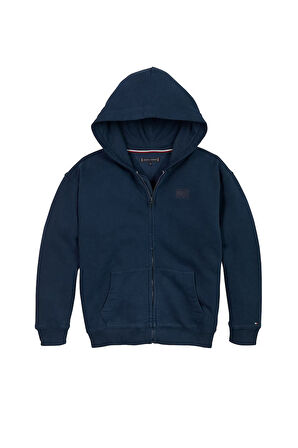 Erkek Çocuk Tonal Flag Emg Fermuarlı Kapüşonlu Sweatshirt - Lacivert | 7 Yaş