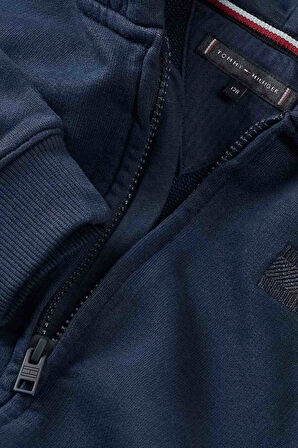 Erkek Çocuk Tonal Flag Emg Fermuarlı Kapüşonlu Sweatshirt - Lacivert | 10 Yaş