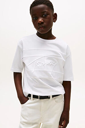 Erkek Çocuk Signature Embroidery T-Shirt - Beyaz | 10 Yaş