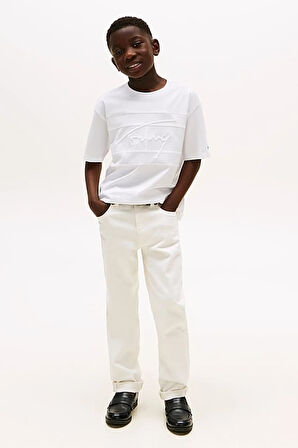 Erkek Çocuk Signature Embroidery T-Shirt - Beyaz | 10 Yaş