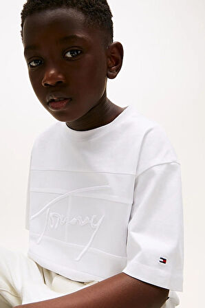 Erkek Çocuk Signature Embroidery T-Shirt - Beyaz | 10 Yaş