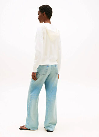 Beyaz Kadın Kapüşon Standart Nakışlı Hırka WW0WW4201804R