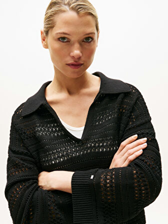 CROCHET RLX LS POLO SWT Kadın Siyah Kazak - WW0WW46524