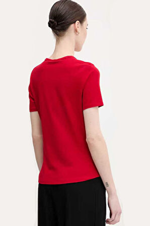 Kadın Grafik Baskılı Bisiklet Yaka T-Shirt - Kırmızı | S
