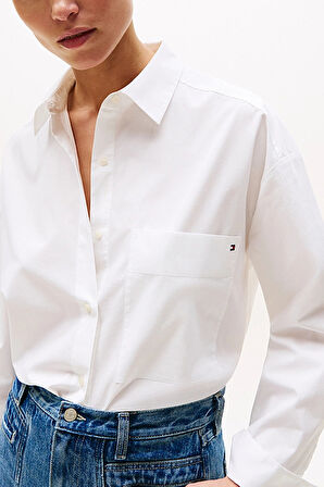 Kadın Rahat Kesim Klasik Yaka Gömlek - Beyaz | 42