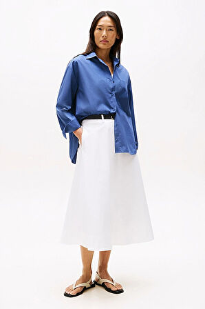 Kadın Rahat Kesim Klasik Yaka Gömlek - Mavi | 38