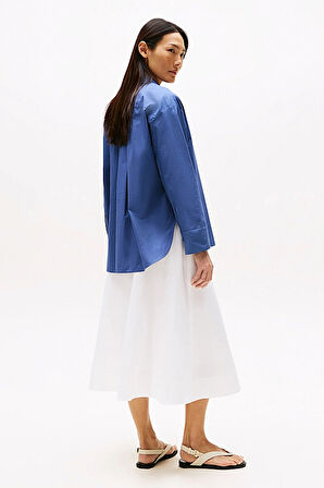 Kadın Rahat Kesim Klasik Yaka Gömlek - Mavi | 38