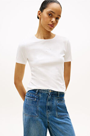 Kadın Grafik Baskılı Bisiklet Yaka T-Shirt - Ekru | S