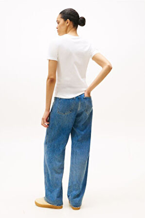 Kadın Grafik Baskılı Bisiklet Yaka T-Shirt - Ekru | S