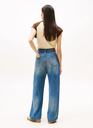 Tommy Hilfiger Yüksek Bel Düz Paça Loose Fit Mavi Kadın Denim Pantolon WW0WW471511A5