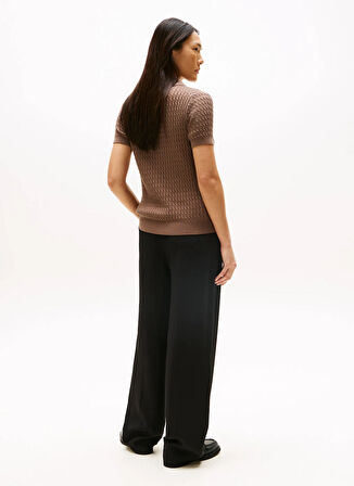 Tommy Hilfiger Standart Düz Kahve Kazak Kadın WW0WW41474GTO