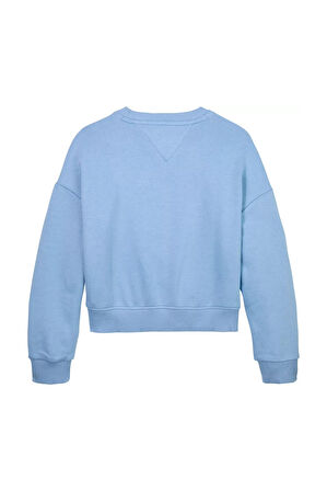 Kız Çocuk Payetli Script Logolu Sweatshirt - Mavi | 10 Yaş