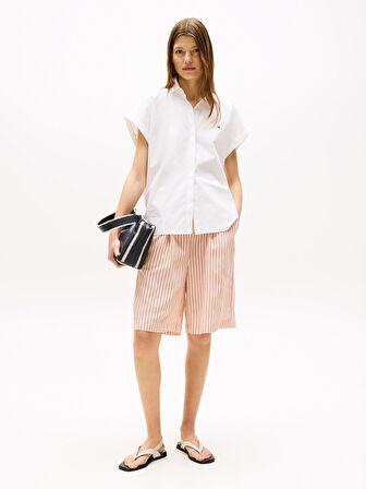 POPLIN SLEEVELESS RELAXED SHIRT Kadın Beyaz Gömlek - WW0WW45897