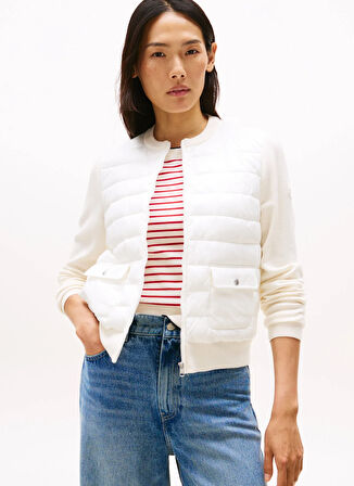 Tommy Hilfiger Standart Beyaz Kadın Ceket WW0WW46741YA8