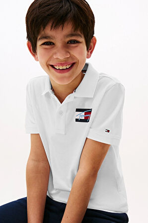 Erkek Çocuk Göğsü Armalı Polo Yaka T-Shirt - Beyaz | 16 Yaş