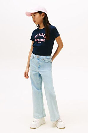 Kız Çocuk Grafik Baskılı T-Shirt - Lacivert | 8 Yaş