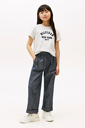 Kız Çocuk Saten Aplikeli T-Shirt - Gri Melanj | 7 Yaş