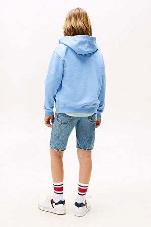 Erkek Çocuk Tonal Logo Fermuarlı Kapüşonlu Sweatshirt - Mavi | 7 Yaş
