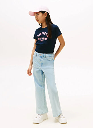 Tommy Hilfiger Baskılı Lacivert Kız Çocuk T-Shirt KG0KG08813C1G