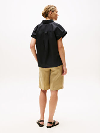 POPLIN SLEEVELESS RELAXED SHIRT Kadın Siyah Gömlek - WW0WW45897