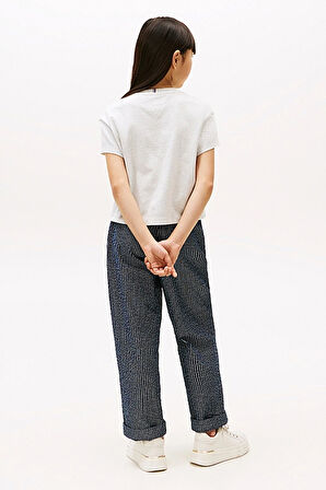 Kız Çocuk Saten Aplikeli T-Shirt - Gri Melanj | 14 Yaş