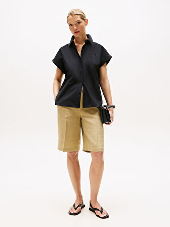 POPLIN SLEEVELESS RELAXED SHIRT Kadın Siyah Gömlek - WW0WW45897