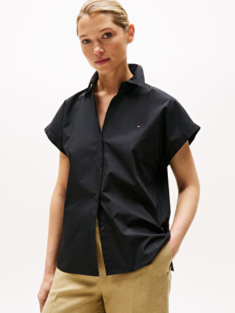 POPLIN SLEEVELESS RELAXED SHIRT Kadın Siyah Gömlek - WW0WW45897