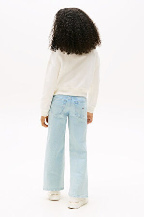 Kız Çocuk Payetli Script Logolu Sweatshirt - Krem | 10 Yaş