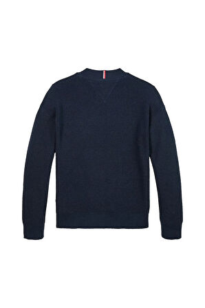 Erkek Çocuk Bisiklet Yaka Dokulu Pamuklu Triko Kazak - Lacivert | 8 Yaş