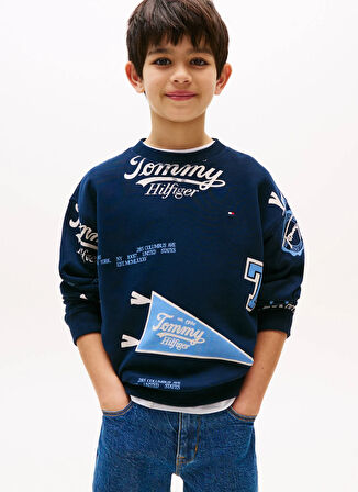 Tommy Hilfiger Baskılı Erkek Çocuk Lacivert Sweatshırt KB0KB09804C1G