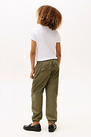 Erkek Çocuk Beli Bağcıklı Paçası Lastikli Paraşüt Pantolon - Haki | 6 Yaş