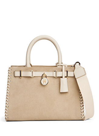Tommy Hilfiger Deri Bej Kadın Tote Çanta AW0AW17469