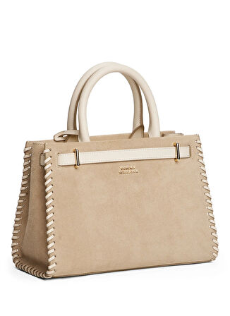 Tommy Hilfiger Deri Bej Kadın Tote Çanta AW0AW17469