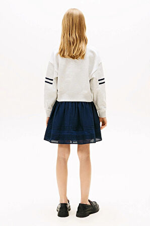 Kız Çocuk Yarasa Kollu Baskılı Sweatshirt - Gri Melanj | 14 Yaş