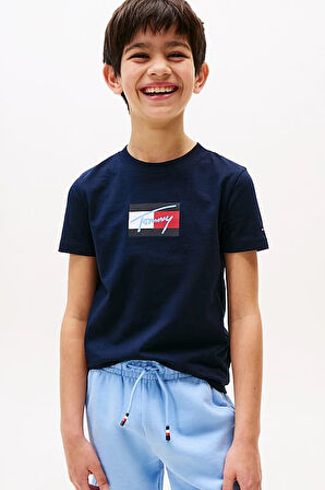 Erkek Çocuk Bisiklet Yaka Grafik Baskılı T-Shirt - Lacivert | 10 Yaş