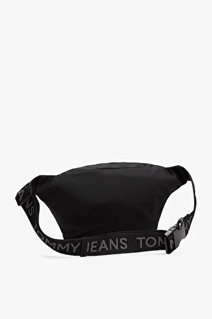 Erkek Yazı Şeritli Bum Bag Askılı Bel Çantası - Siyah | undefined
