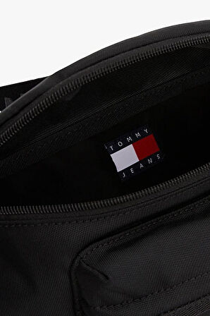 Erkek Yazı Şeritli Bum Bag Askılı Bel Çantası - Siyah | undefined
