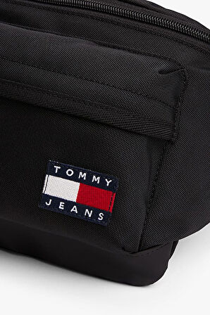 Erkek Yazı Şeritli Bum Bag Askılı Bel Çantası - Siyah | undefined