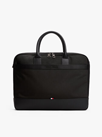 TOMMY HILFIGER Erkek Marka Logolu Modern Şık Evrak Ve Laptop Kullanımına Uygun Siyah Laptop & Evrak Çantası AM0AM13470 BDS
